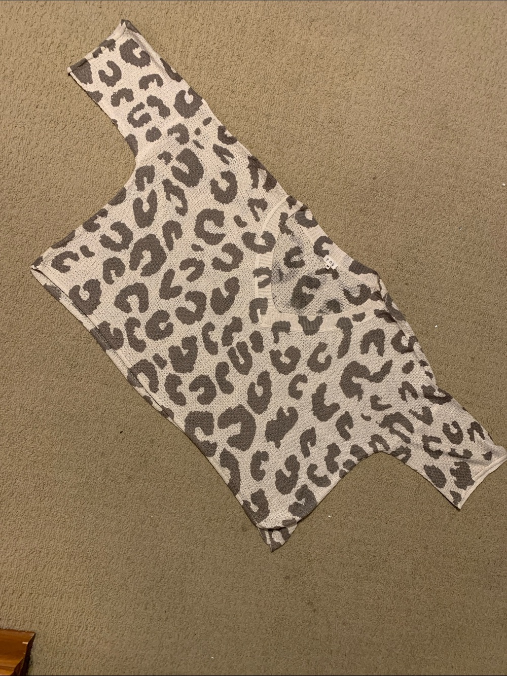 POL Leopard Print Sleeveless Top in Cream and Green